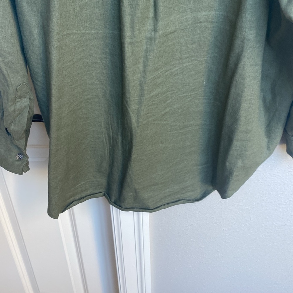 SBJ / GOOD COMPANY tunic blouse in olive green linen/rayon - Picture 7 of 9